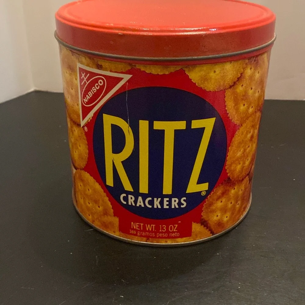 VTG Nabisco Ritz Crackers tin collectible kitchen storage 6”